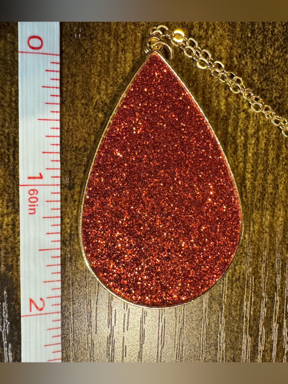 *Red and Gold Glittery Necklace Bracelet Earring Set - Picture 3 of 11